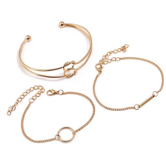 Gold knot bangles set of 3 - Picture 3 of 5